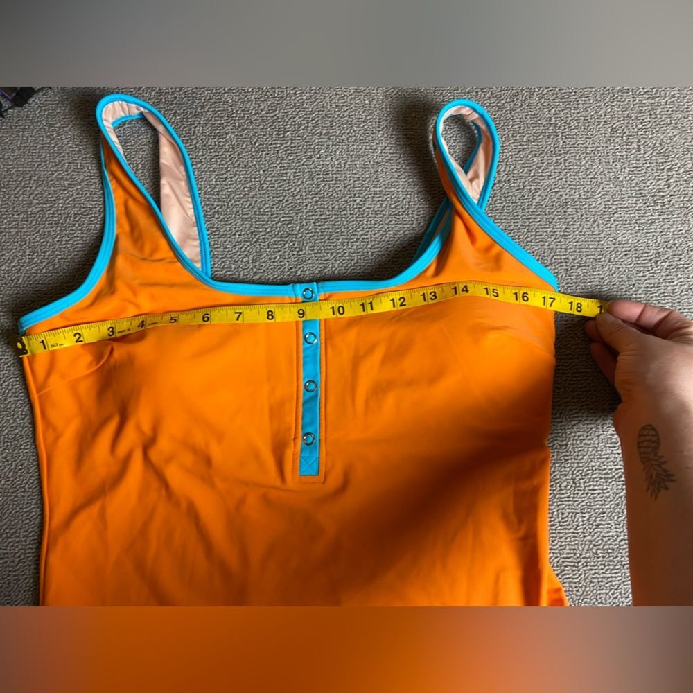 Cupshe Vibrant Orange and Blue Bold One-Piece Swimsuit- Coastal Summer Vacation - Picture 3 of 5
